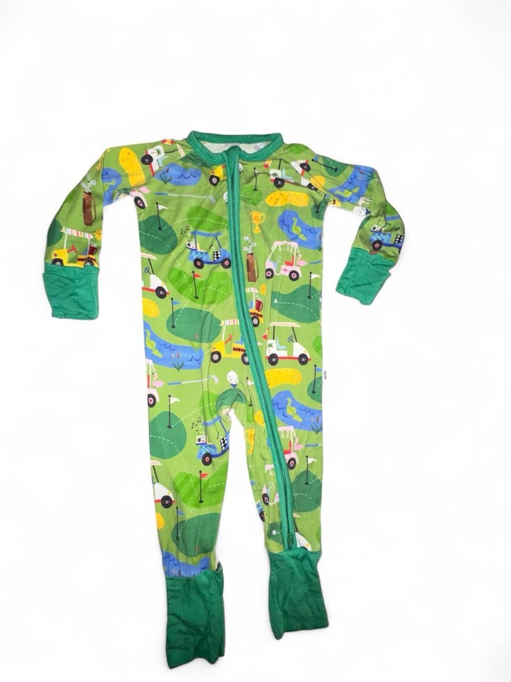 Little Sleepies Green Golf Course Print Footie Pajamas